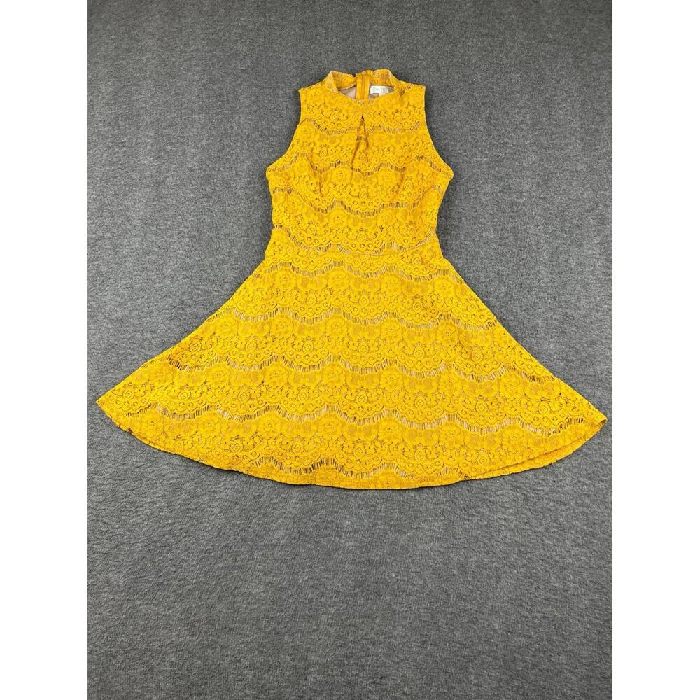 Love Fire Yellow Lace‎ Sleeveless Dress Size XS